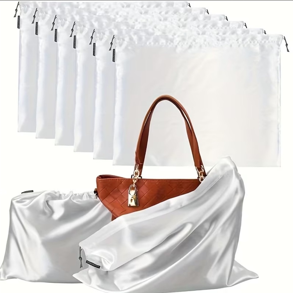 2 WHITE SATIN LIKE PROTECTIVE BAG COVER